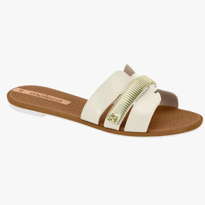 Rasteira Slide Moleca com Detalhe Dourado