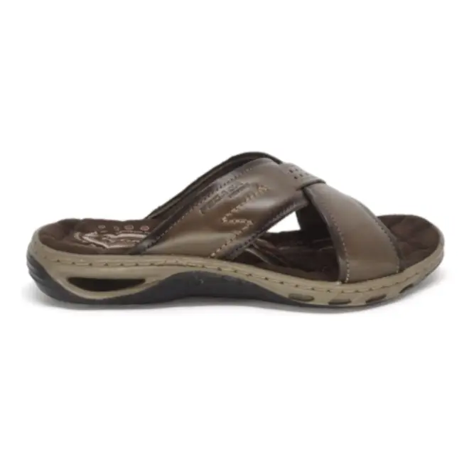 Chinelo Pegada Masculino Couro Amortech Tira Cruzada