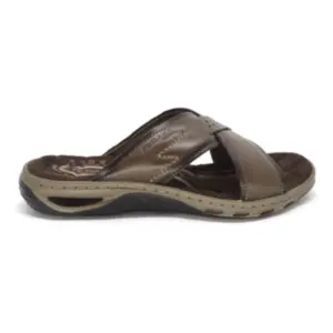 Chinelo Pegada Masculino Couro Amortech Tira Cruzada