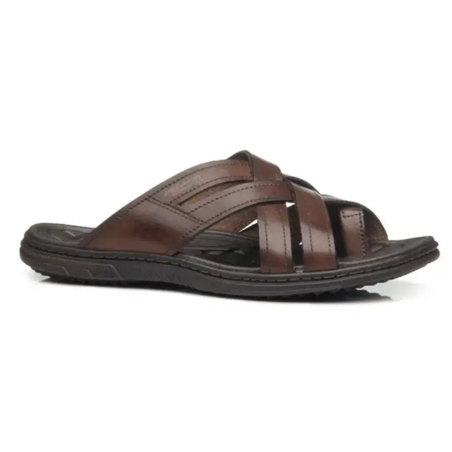 Chinelo Em Couro Pegada Marrom