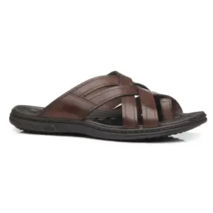 Chinelo Em Couro Pegada Marrom